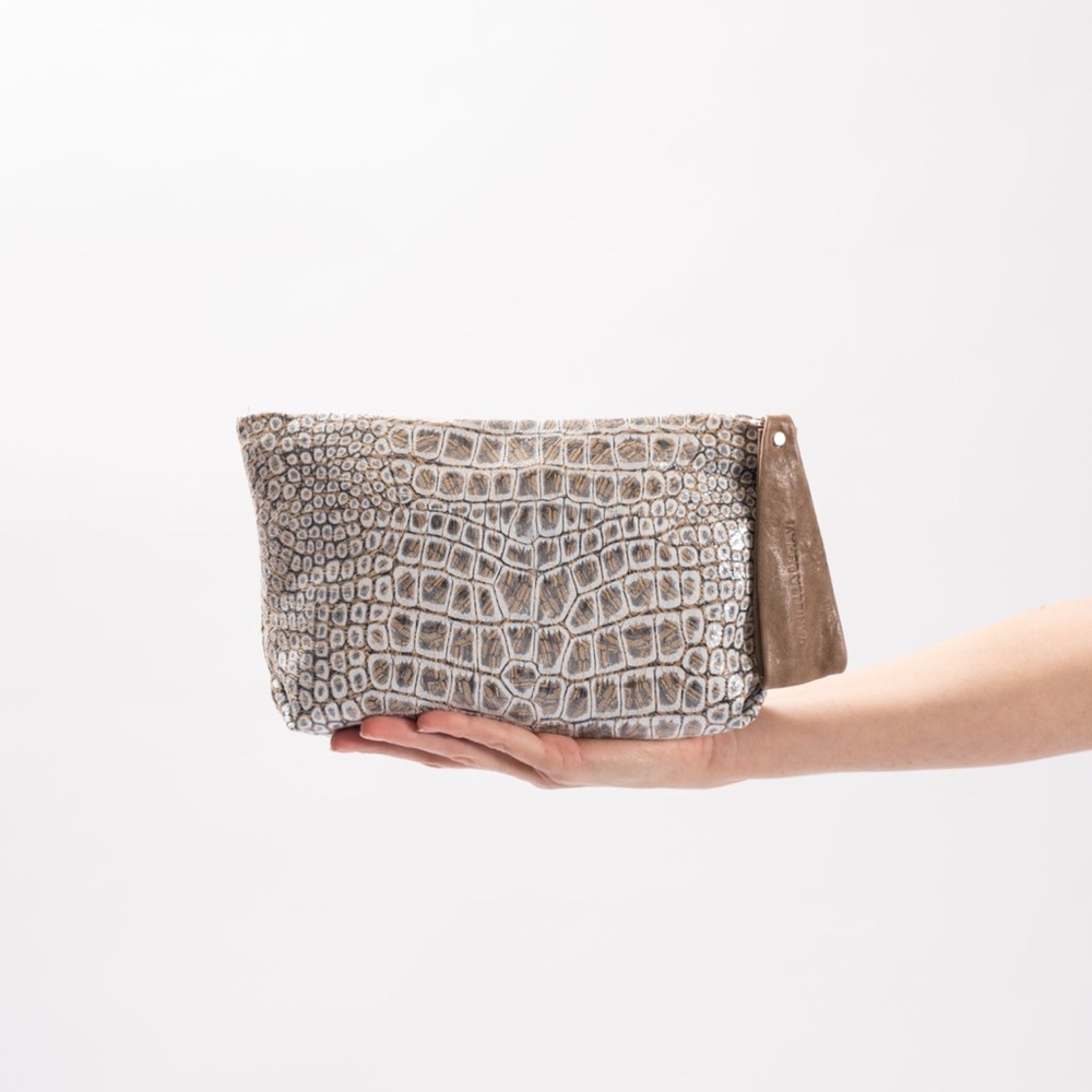 DANIELLA LEHAVI • Vega Small Clutch Crocodile Print Leather Bag Purse Crossbody - Picture 2 of 6